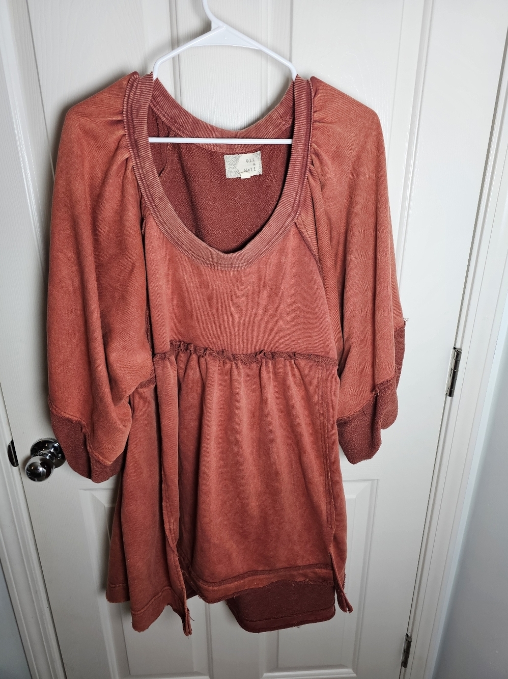 Oli & Hali Mineral Wash Clay Babydoll Dress Tunic Oversized S - Picture 2 of 6